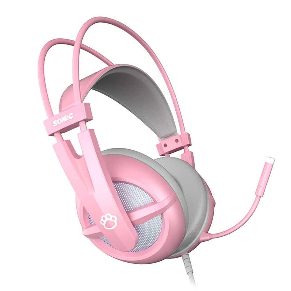 For PC With Microphone USB Wired Lightweight Cute Deep Bass Laptop 7.1 Surround Sound Ergonomic Gaming Headphone Noise Reduction