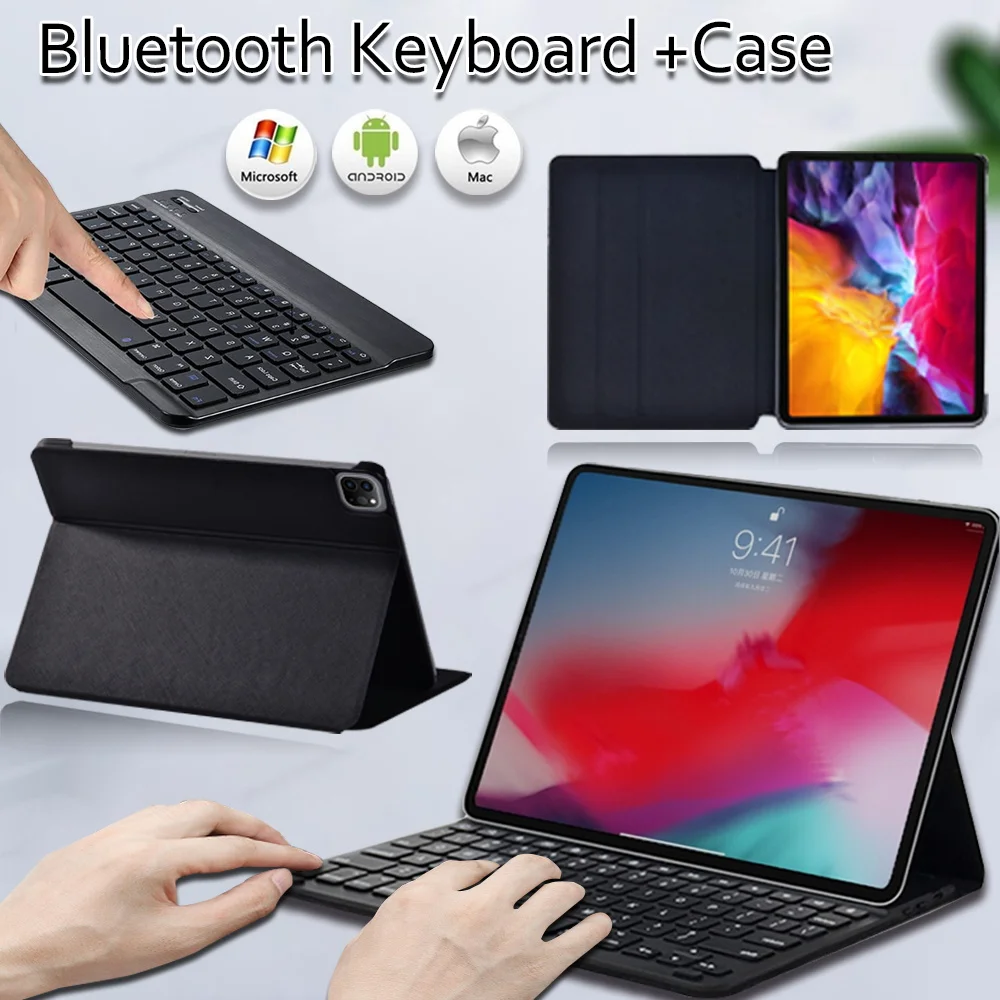 

Leather Tablet Case for Apple IPad Pro 9.7/Pro 2nd Gen 10.5/Pro 11(1st Gen 2018/2nd Gen 2020) + Bluetooth Keyboard + Free Stylus
