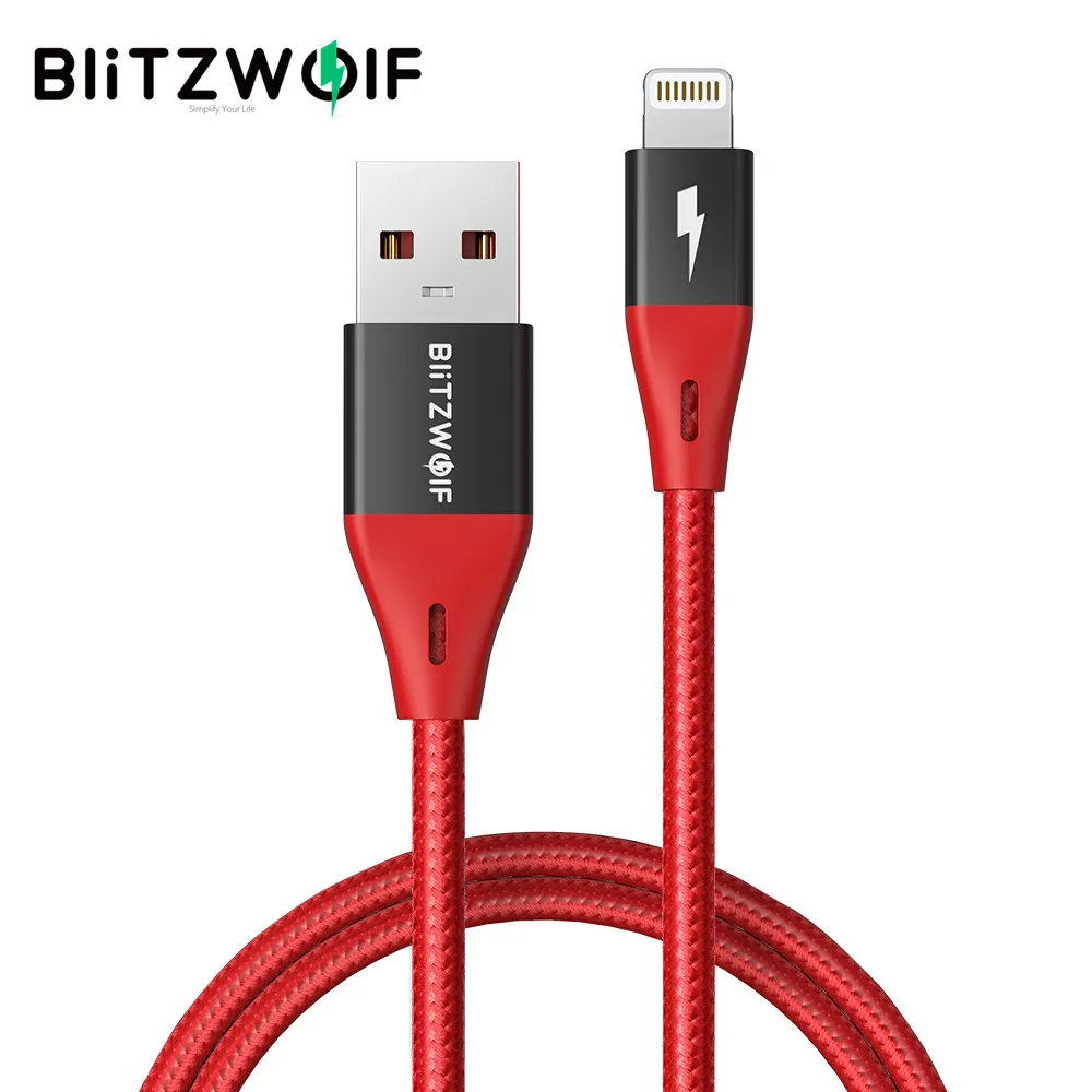 

BlitzWolf BW-MF9 Pro 2.4A Lightning to USB Cable With MFi Certified 0.9m/3ft For iPhone Charger Cable Data Transfer Cord