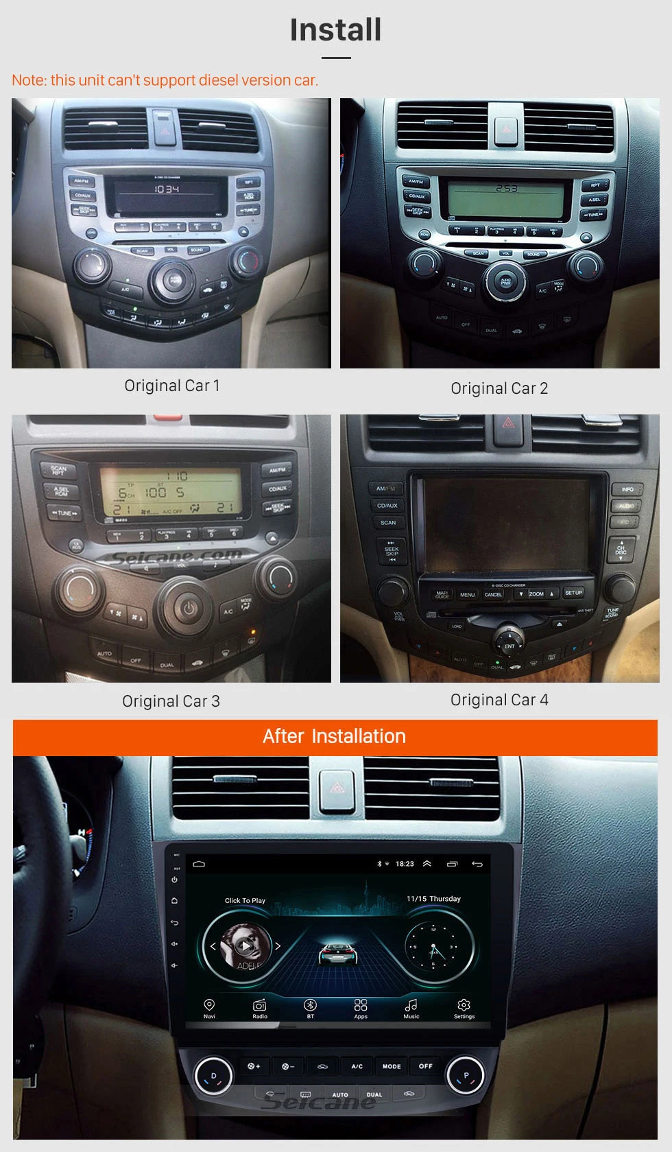 Seicane 10," 1024*600 4-х ядерный 2DIN Android 8,1 автомобиль блок радио gps Navi плеер для 2003-2006 2007 Honda Accord 7 автомобиль стерео