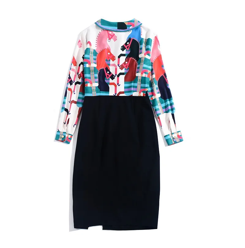 spring print Occupation dress 2019 new Superior quality Women ladies shirt Party Dress autumn Vintage Long sleeves sexy dresses | Женская