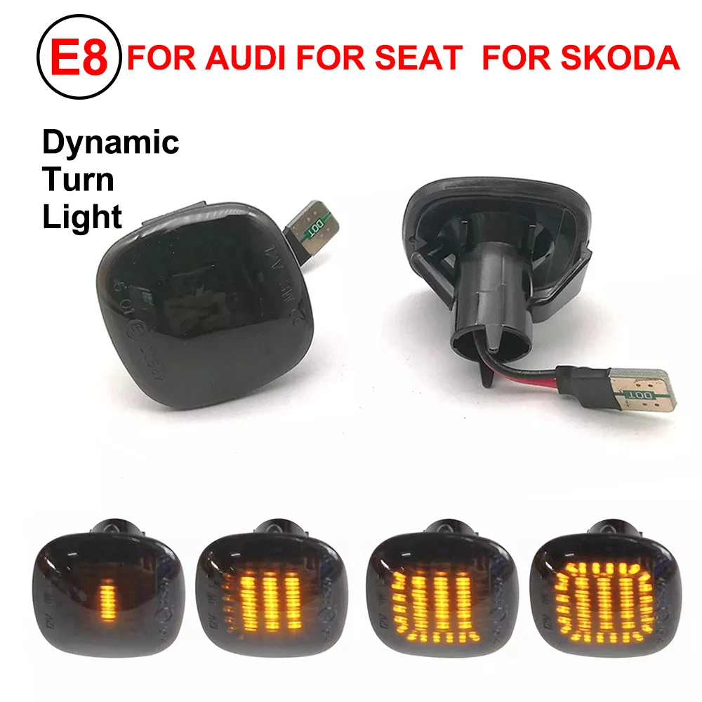 

2Pcs LED Flowing Dynamic Side Marker Turn Signal Light For Skoda Fabia Octavia Mk1 Mk2 Roomster Rapid NH3 Indicator