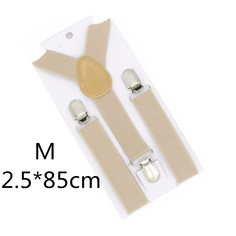 Beige-85cm Однотонные подтяжки унисекс для детей и взрослых, для мужчин, женщин, мальчиков и девочек, эластичные регулируемые детские аксессуары-скобы, 5 размеров, для родителей и детей - Цвет: Beige-85cm