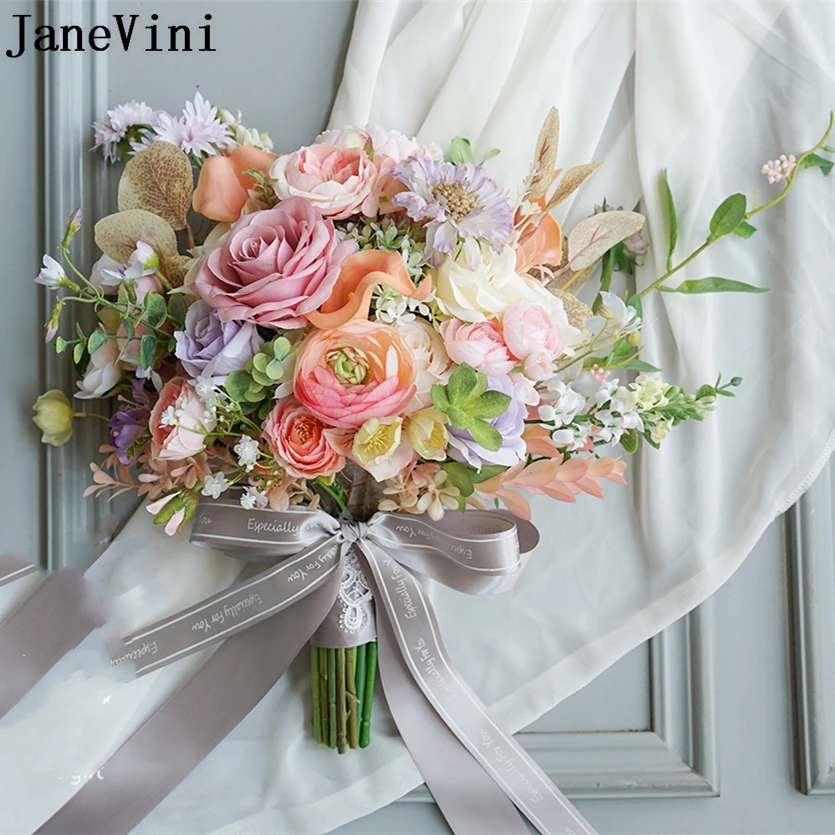 

Великолепные эвкалиптовые шелковые розы jaevini 2021, розовые фиолетовые Свадебные цветы, искусственные свадебные букеты, букет невесты Мари