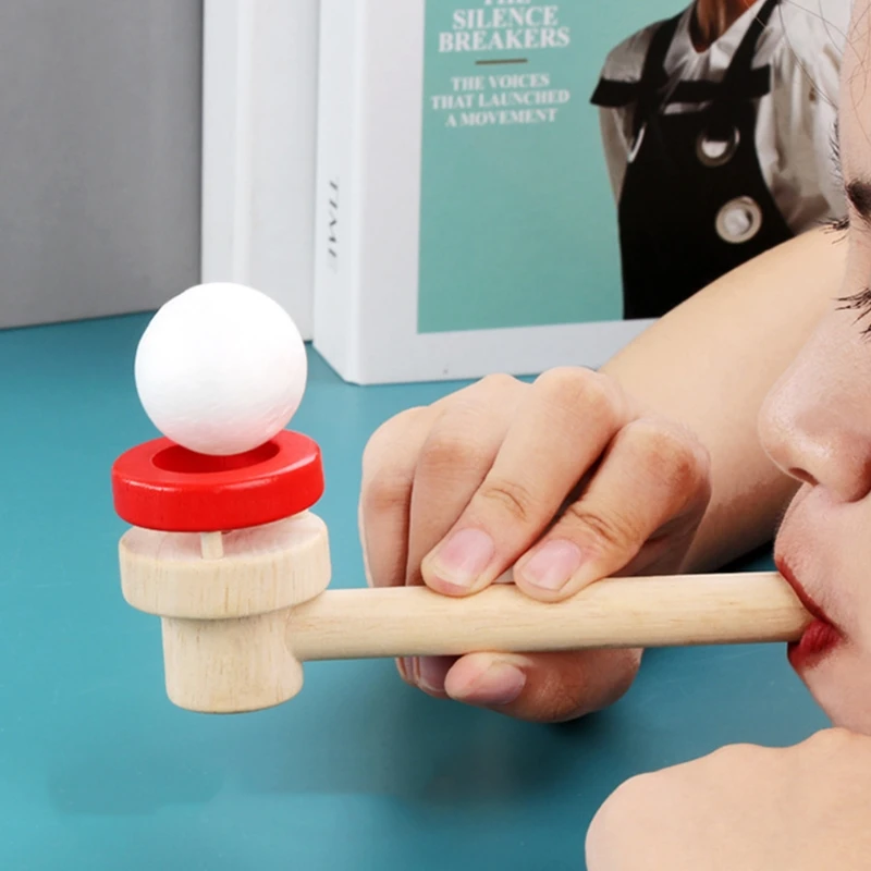 

Floating Blow Pipe Balls Wooden Stress Reliever Balance Blowing Toys for Kids
