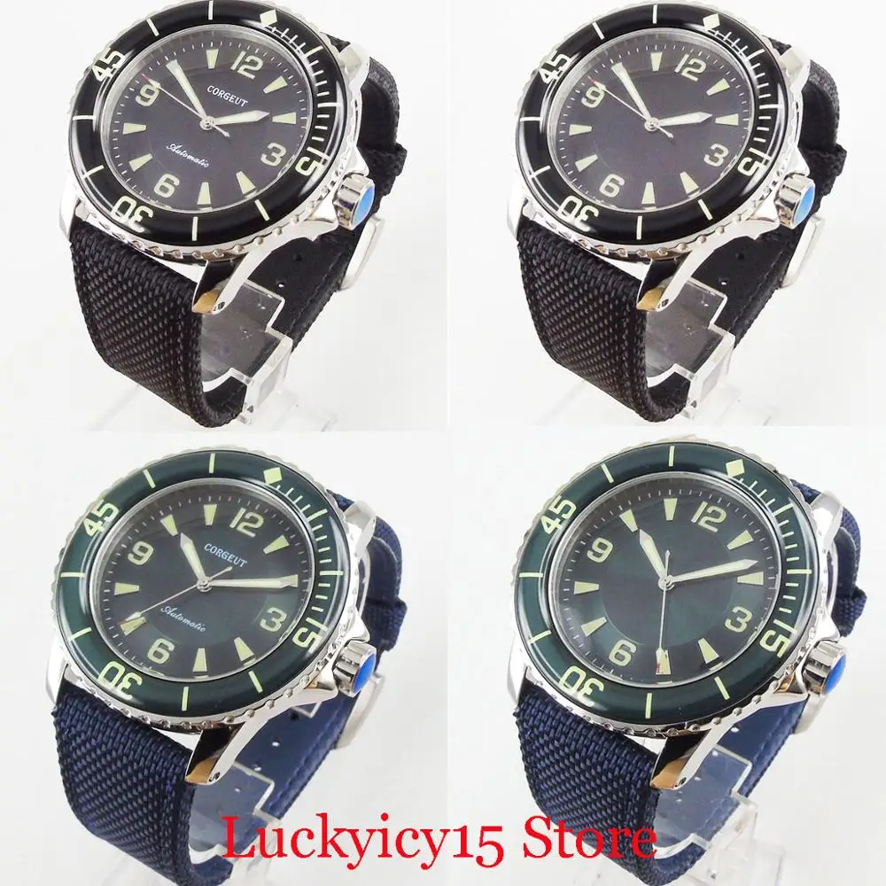 Мужские автоматические часы с зеленым/черным циферблатом 45 мм|Мужские