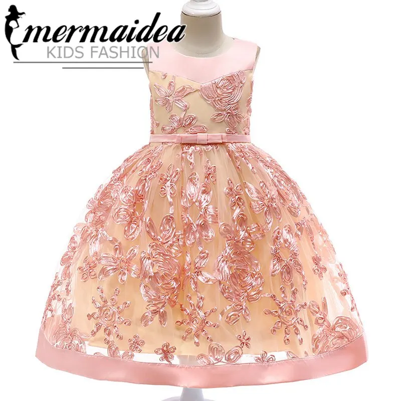Платье принцессы с объемным цветком для маленьких девочек элегантное детское