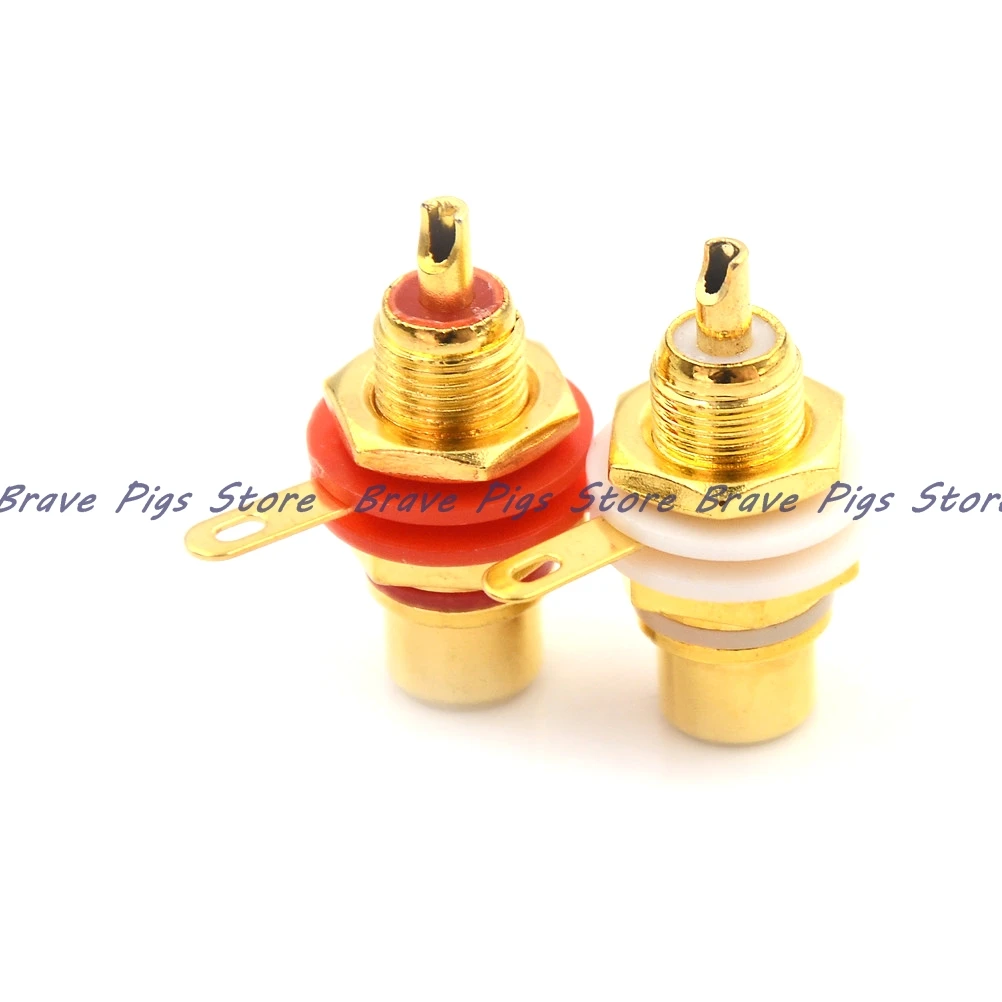 Панельное крепление 2 шт./лот Позолоченный разъем RCA мама аудиоразъем усилитель