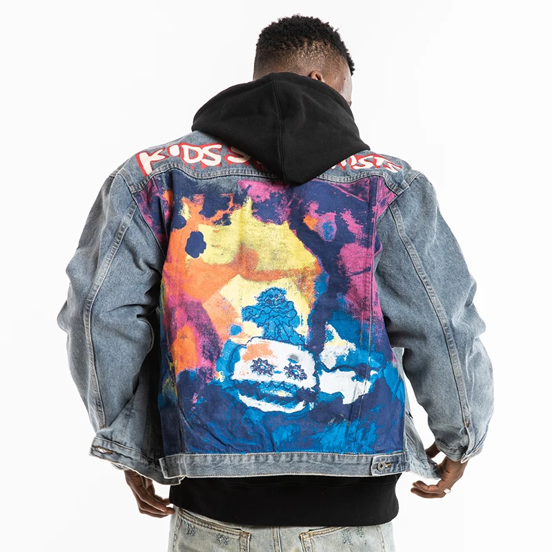 

Новинка, куртка Трэвиса Скотта с изображением призраков для детей и мужчин, Высококачественная супер сложная джинсовая куртка Трэвиса Скот...