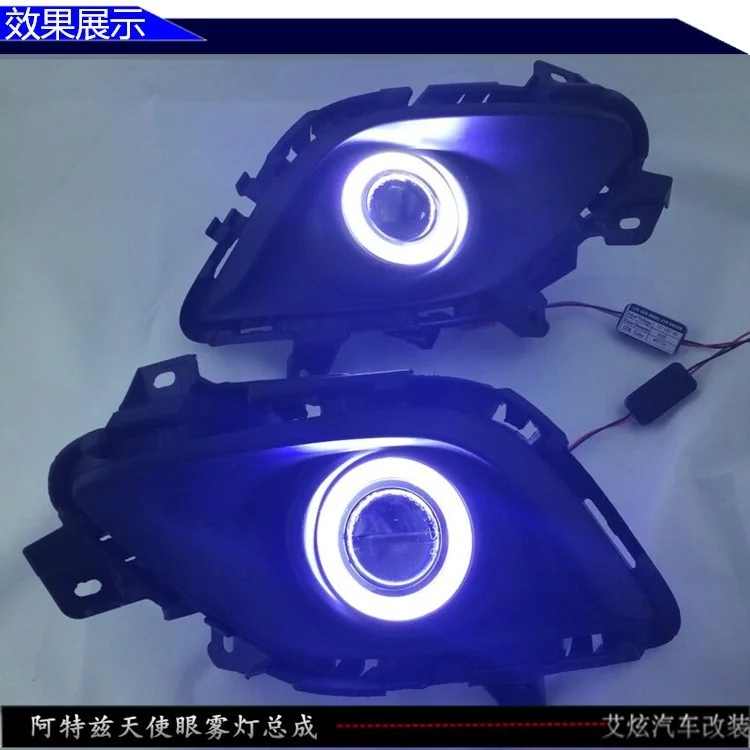 

Светодиодные лампы Eosuns Cob «ангельские глазки» для дневных ходовых огней, Галогенные Противотуманные лампы, линзы проектора для Mazda 6 Atenza 2013-14