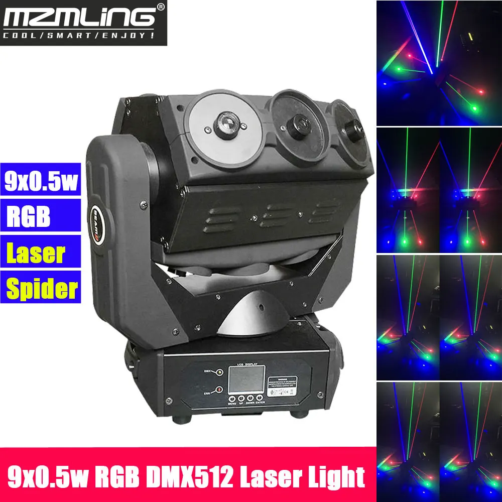 9x0 5 Вт RGB светодиодный лазерный светильник DMX512 паук подвижный головной DJ/бар