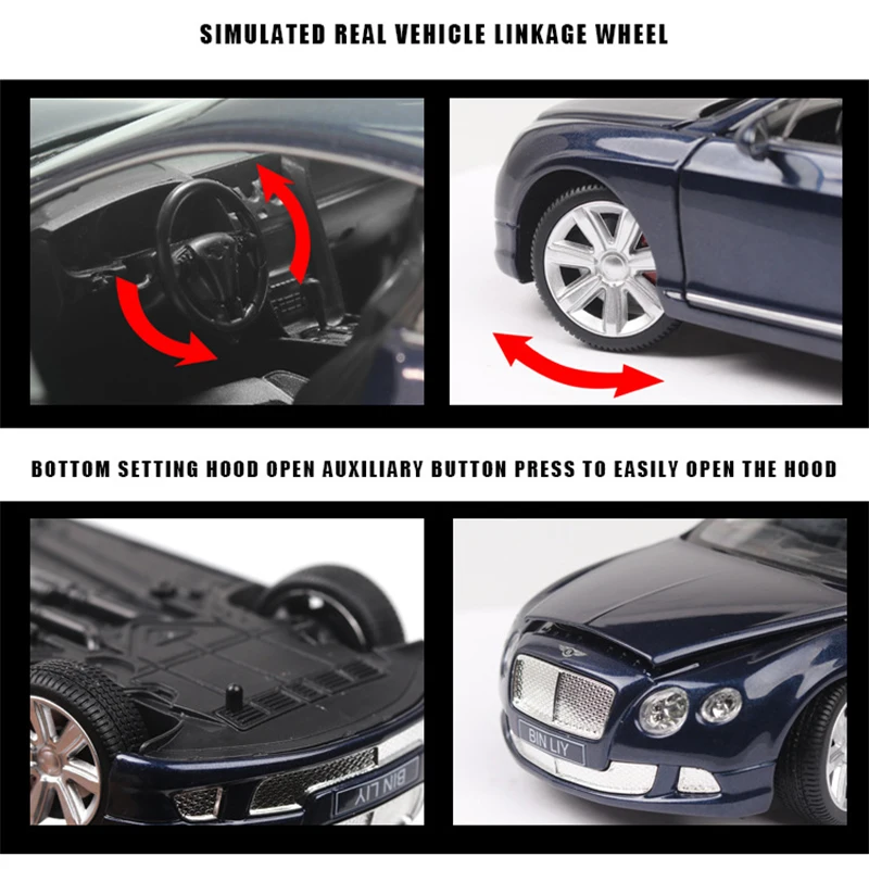 1:32 Высокая Имитация Bentley GT W12 подъемное колесо 4 открытые двери металлический сплав Модель автомобиля игрушки для детей Коллекция Подарки