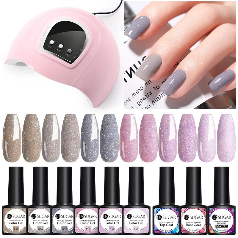 Набор однотонных лаков для ногтей мягкий полуперманентный съемный нижний клей