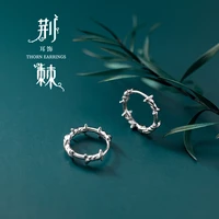 real 925 sterling silver thorns pattern small hoop earrings for women girls hypoallergenic jewelry