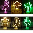 17 стилей неоновая вывеска USB светодиодная украшение летучая мышь Фламинго лампа Луна Радуга для дома детская прикроватная ночник Декор Светильник для ребенка