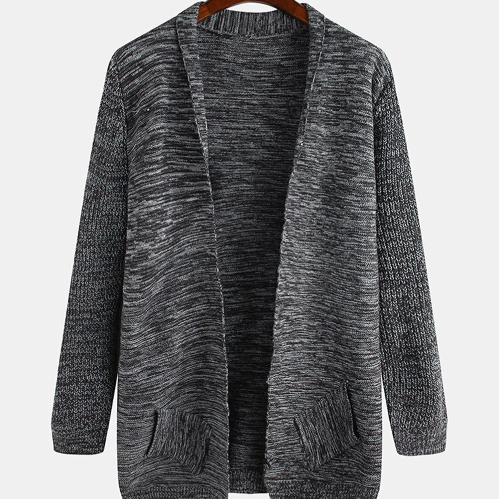 Covrlge Sweater Male Autumn New Casual Comfortable  Cotton Warm Daily All-match Cardigan Round Neck Trench Coat MWF015