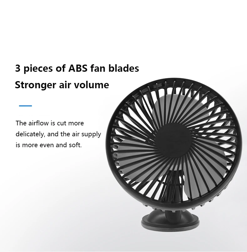 Универсальный автомобильный вентилятор USB 360 Вращающийся низкий уровень шума