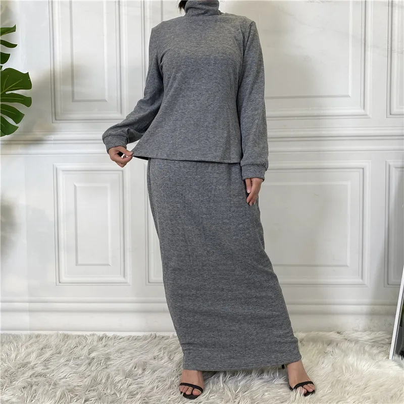

Wepbel Pullover Sets Islamic Clothing 2 Piece Sets Outfits Muslim Dress Sets Women Long Sleeve Tops Skirts Sets Dress Sets