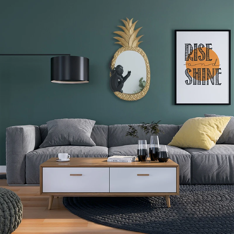 Зеркало для макияжа в виде обезьяны лазания на золотой ананас статуя спальни