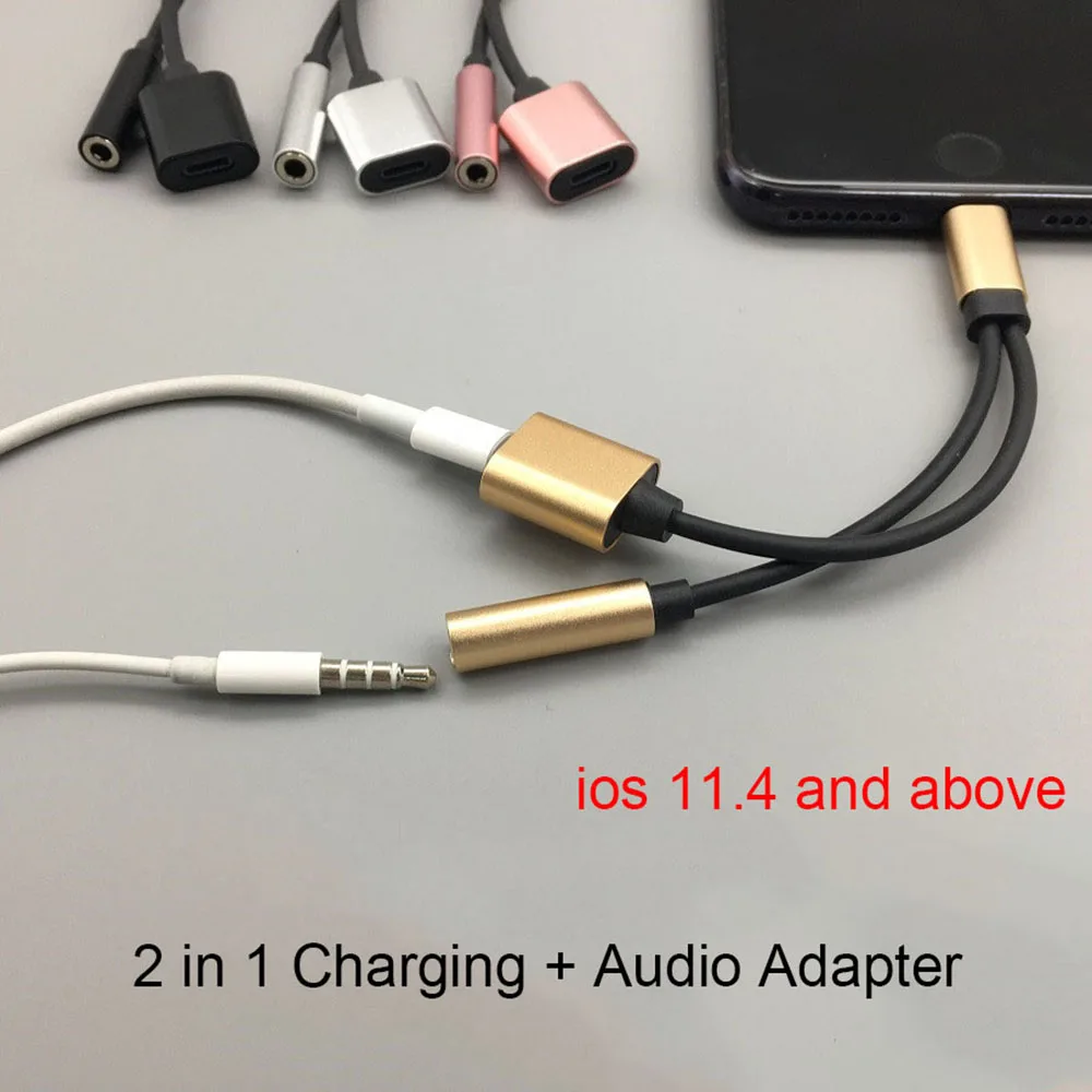 Для iphone 7 аудио и зарядный адаптер 3 5 Aux Jack наушники сплиттер кабель для X XS Max XR 8 plus