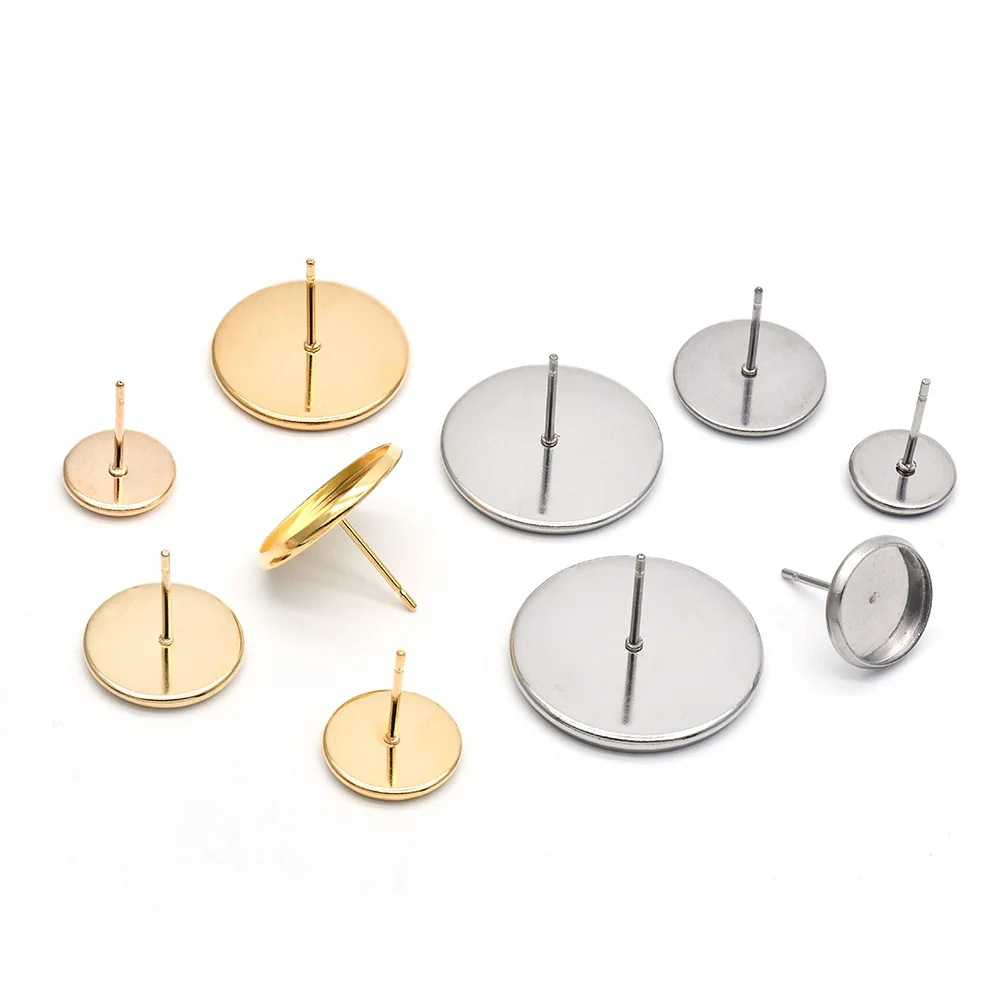 10 шт. 316 Нержавеющая сталь серьги гвоздики установка Пустой Базы подходит на