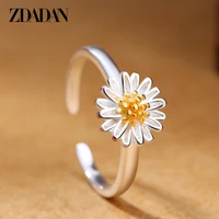 zdadan new arrival 925 sterling silver vintage daisy flower rings for women wedding jewelry open adjustable