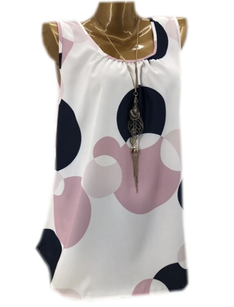 

Fashion casual wild round neck T-shirt sleeveless vest loose large size woman T-shirt