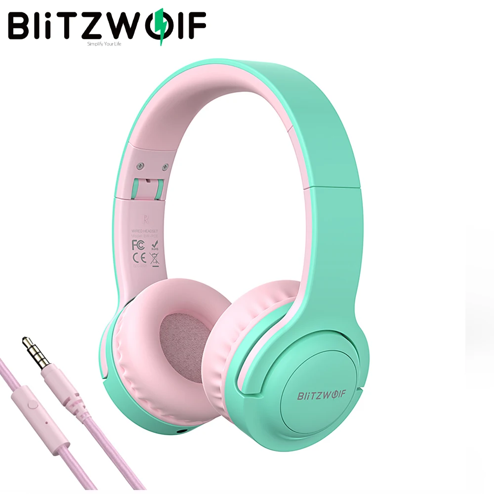 

BlitzWolf BW- PCE Wired Headphones for Children Wired headset Stereo Foldable Soft Earphone Headset Over-Ear Headphone with Mic