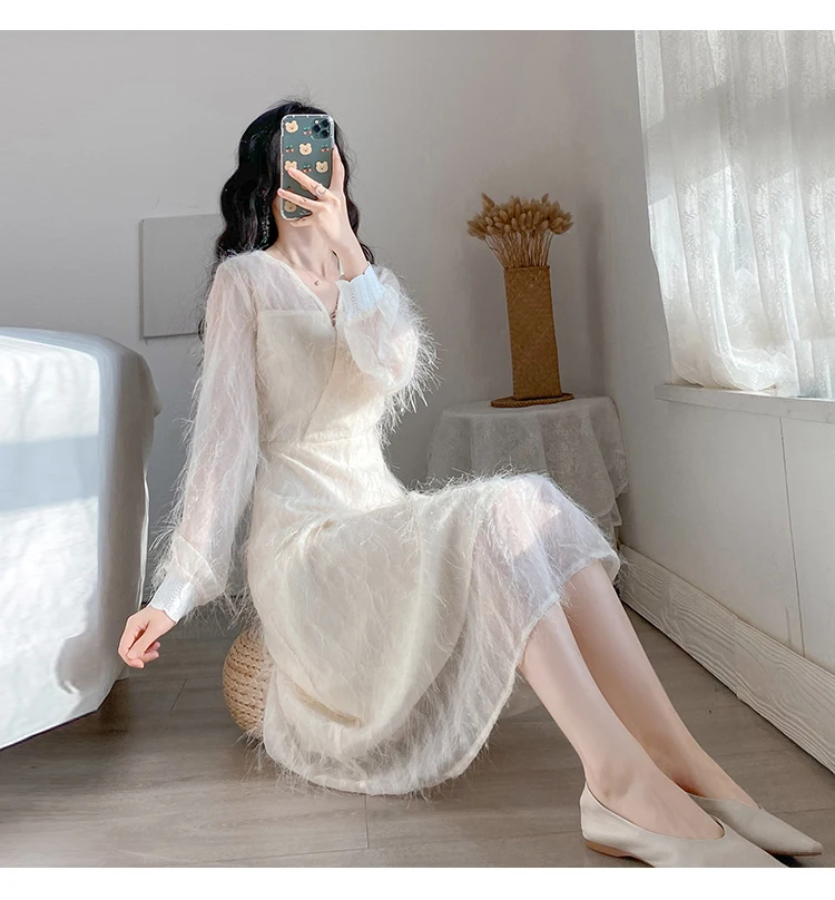 

Sweet Women's Tassel Dress Femme Long Dresses