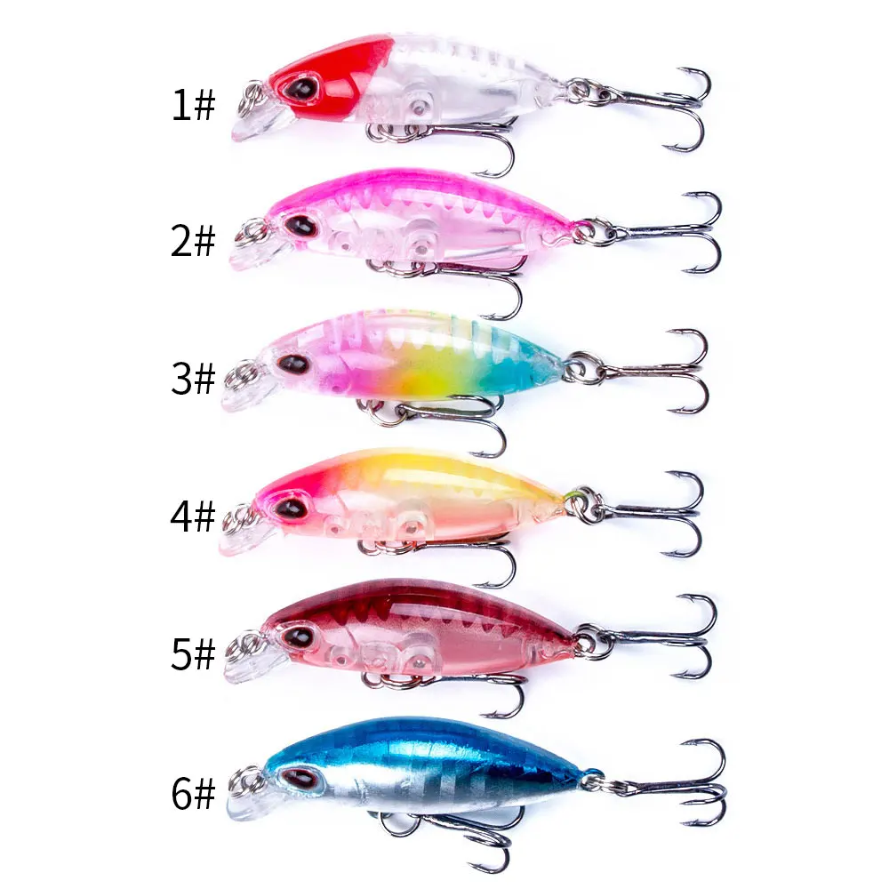 

HENGJIA 1pc Mini Minnow Fishing Lure 4CM 2G Bionic Bass Pike Slow Sinking Bait Wobbler 6colours