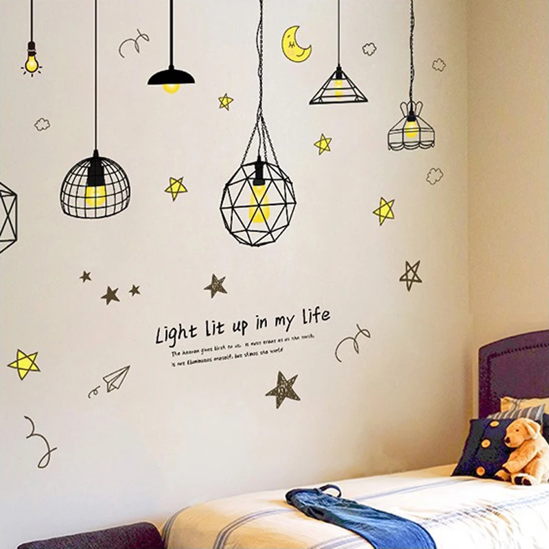 DIY геометрические настенные наклейки для люстры спальни гостиной детской