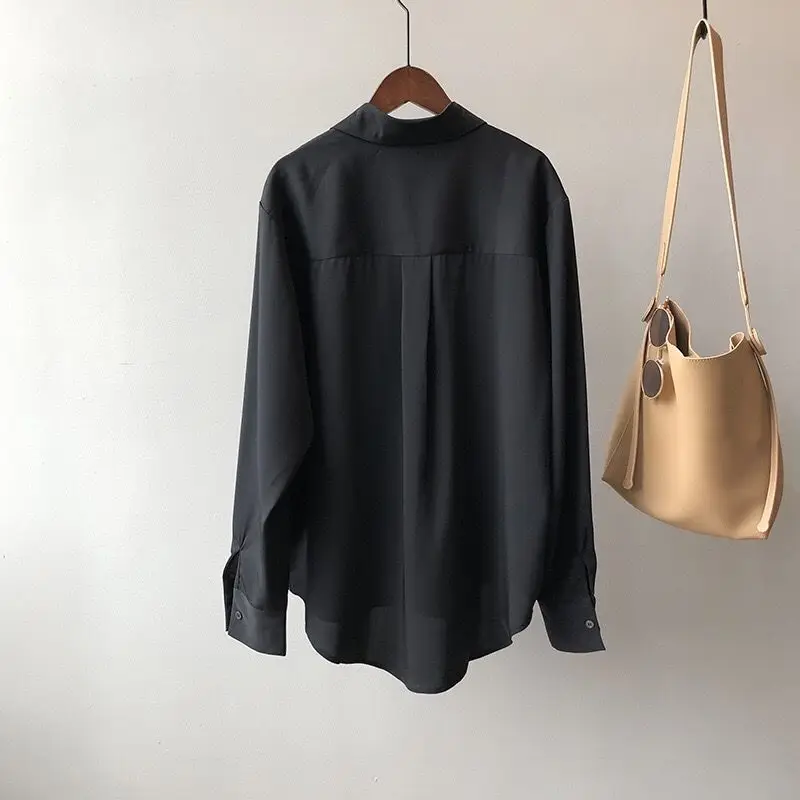

Women Shirts Solid Single Breasted Simple All-match Casual Long Sleeve Shirt Womens Tops Spring Japanese Style Elegant Ulzzang