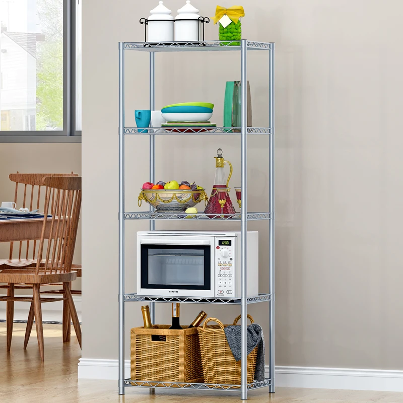 

5 Layer Kitchen Storage Rack Assemble Metal Organizer Storage Shelf for Home Kitchen Accessories Storage Space Saving Organizer