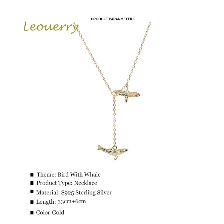 Leouerry минималистичный кулон в виде птицы с Китом из стерлингового серебра 925 пробы
