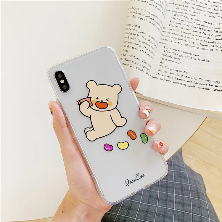 Niceking для iPhone 6, 6s, 7, 8 Plus, X, XR, XS Max, чехол с милым мультяшным медведем, Кроликом, мягкий ТПУ чехол для телефона, для iPhone 11 Pro, Max, чехол
