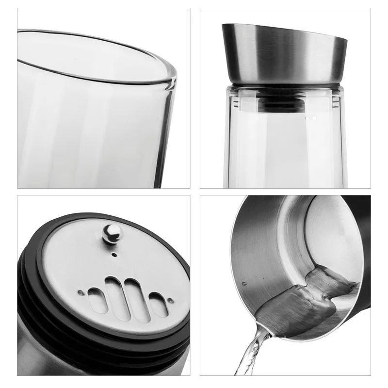 

1000mL 1500ml Thickened Glass Big water bottle Juice Glass Pitcher Bottle ith Stainless Steel Lid Carafe Kitchen Refrigerator