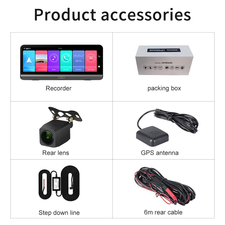 Видеорегистратор Bluavido автомобильный 8 дюймов 4G LTE Android GPS ADAS HD 1080P | Автомобили и