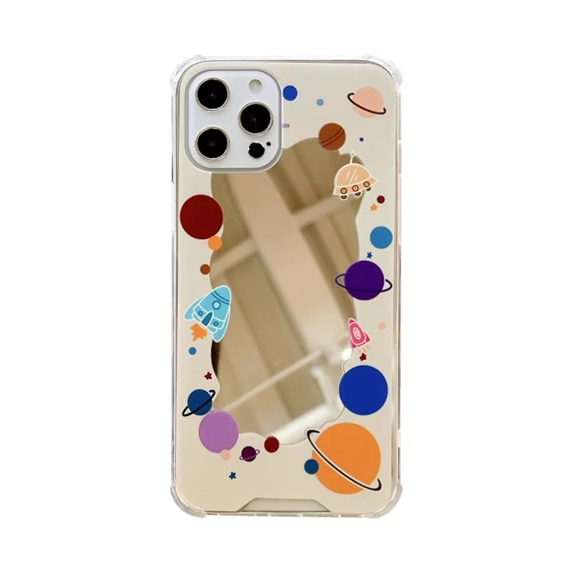 

Rocket planet makeup mirror for iphone 13 pro case XR / xsmax for iphone11 / 12 soft 78plus