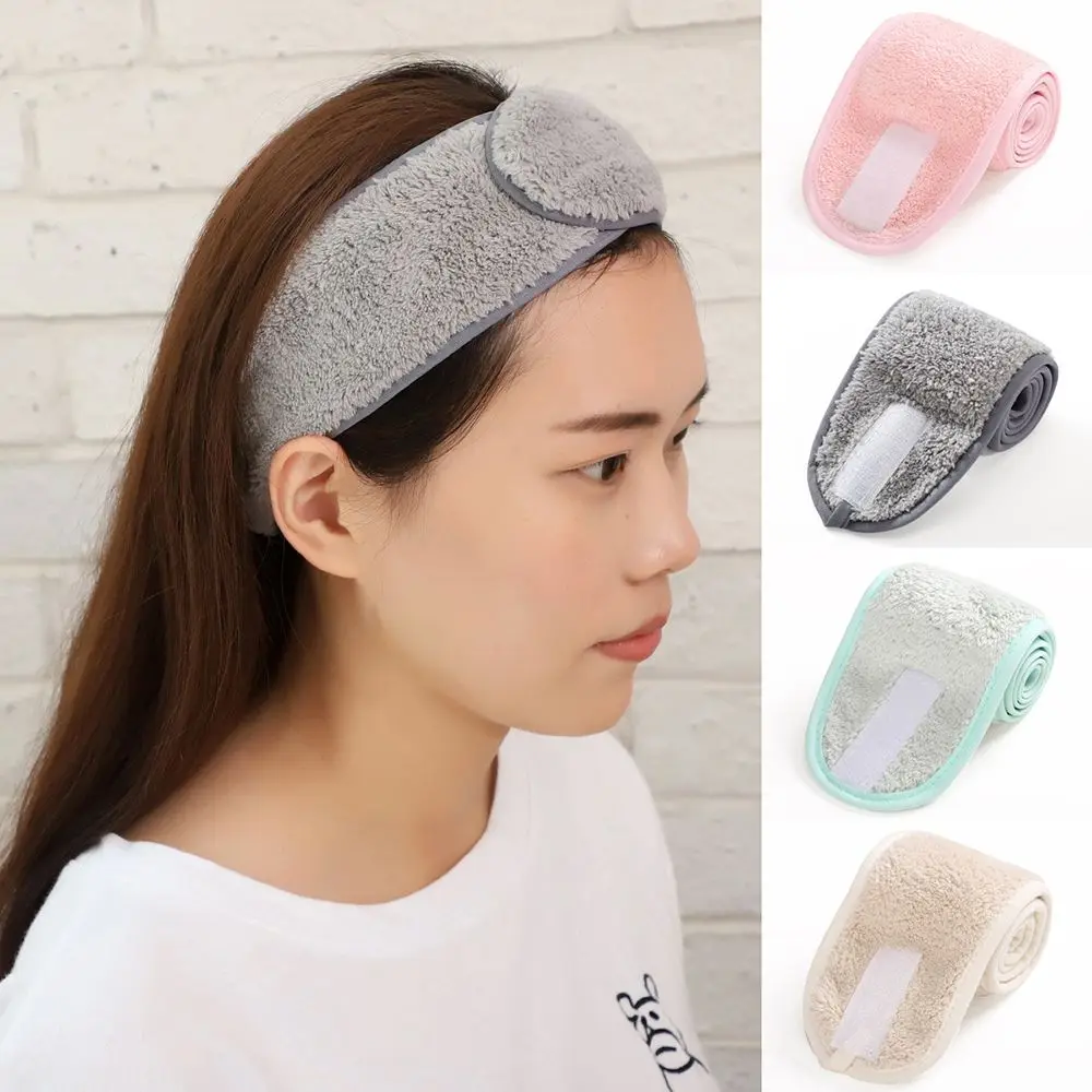 Adjustable Makeup Hairband Headband for Wash Face SPA Facial Hair Bands for Women Girls Soft Toweling Turban Hair Accessories