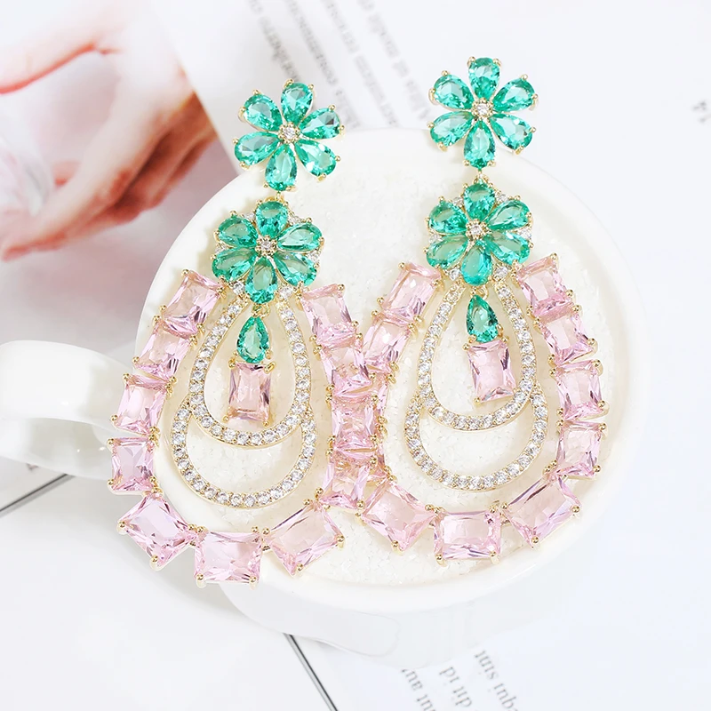 Серьги подвески женские розовые в форме капли 67 мм|Серьги-подвески| |