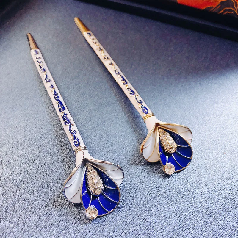 Винтажные эмалированные заколки Morkopela в китайском стиле синие и белые китайские