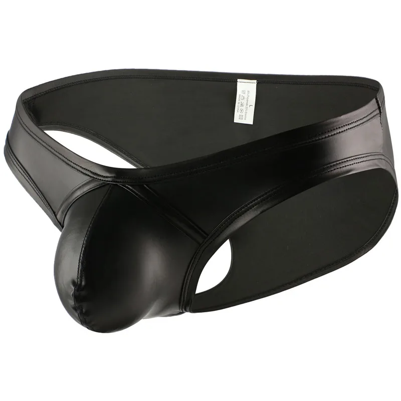 Мужские трусы брифы из искусственной кожи с низкой посадкой |