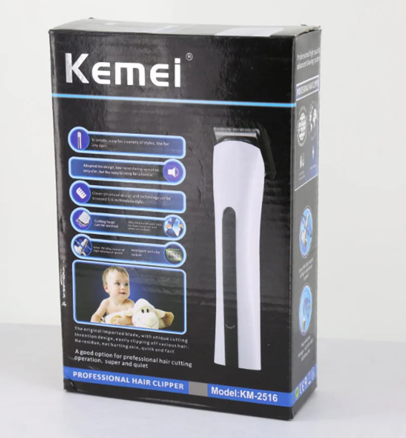 with box Kemei электрическая машинка для стрижки волос триммер для стрижки бороды Электрический станок для бритья перезаряжаемая Бритва Парикмахерская 220-240 В 43D - Цвет: with box