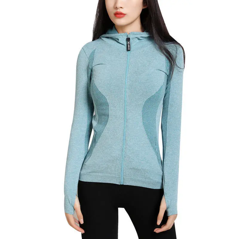 Летняя спортивная куртка с капюшоном женский костюм для бега и йоги длинными