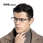 Модные мужские оправы для очков квадратная оправа для оптических очков мужские очки для близорукости по рецепту мужские наполовину металлические очки