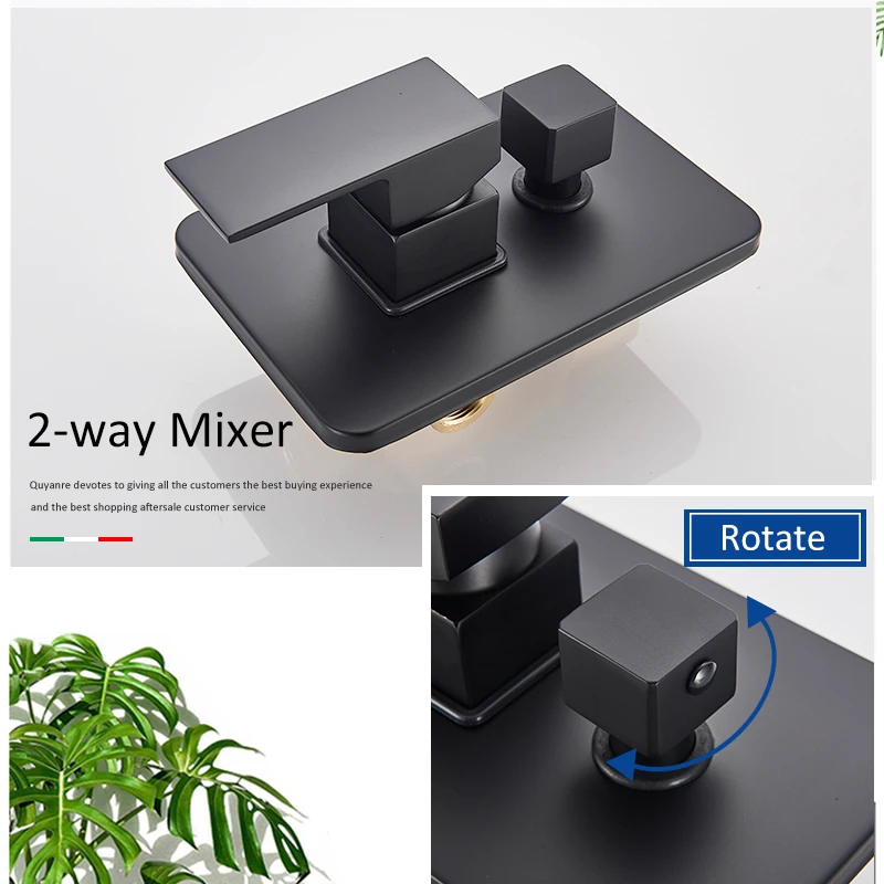 Quyanre Black Chrome Waterfall Bathtub Shower Faucet Wall Mount Hot Cold Water Mixer Bath Tap Robinet Baignoire | Обустройство дома