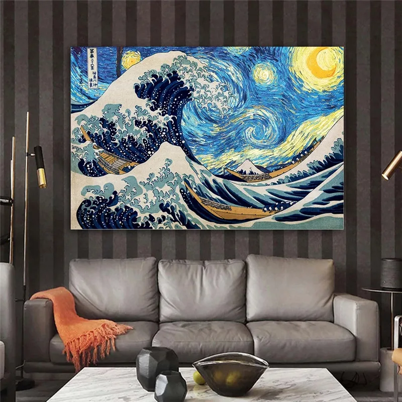 

The Great Wave Off Kanagawa Canvas Paintings Art Posters and Prints on The Wall Classical Famous Seascape Art Pictures Cuadros