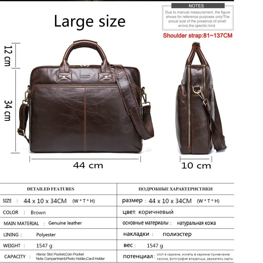 Top Quality Men Business Briefcase Computer Bag Women Genuine Leather Laptop Handbag Male Luxury Shoulder Bags Bolso Hombre 2023