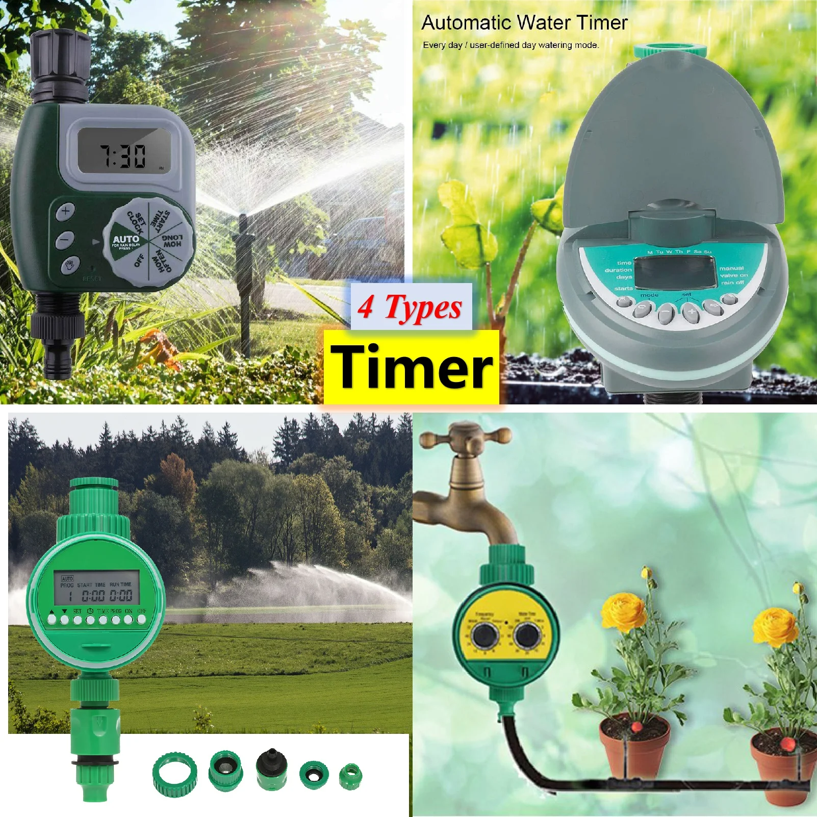 

4 Types Water Timer Hose Waterproof Digital Automatic Water Sprinkler Timer Garden Irrigation Controller Watering Machine