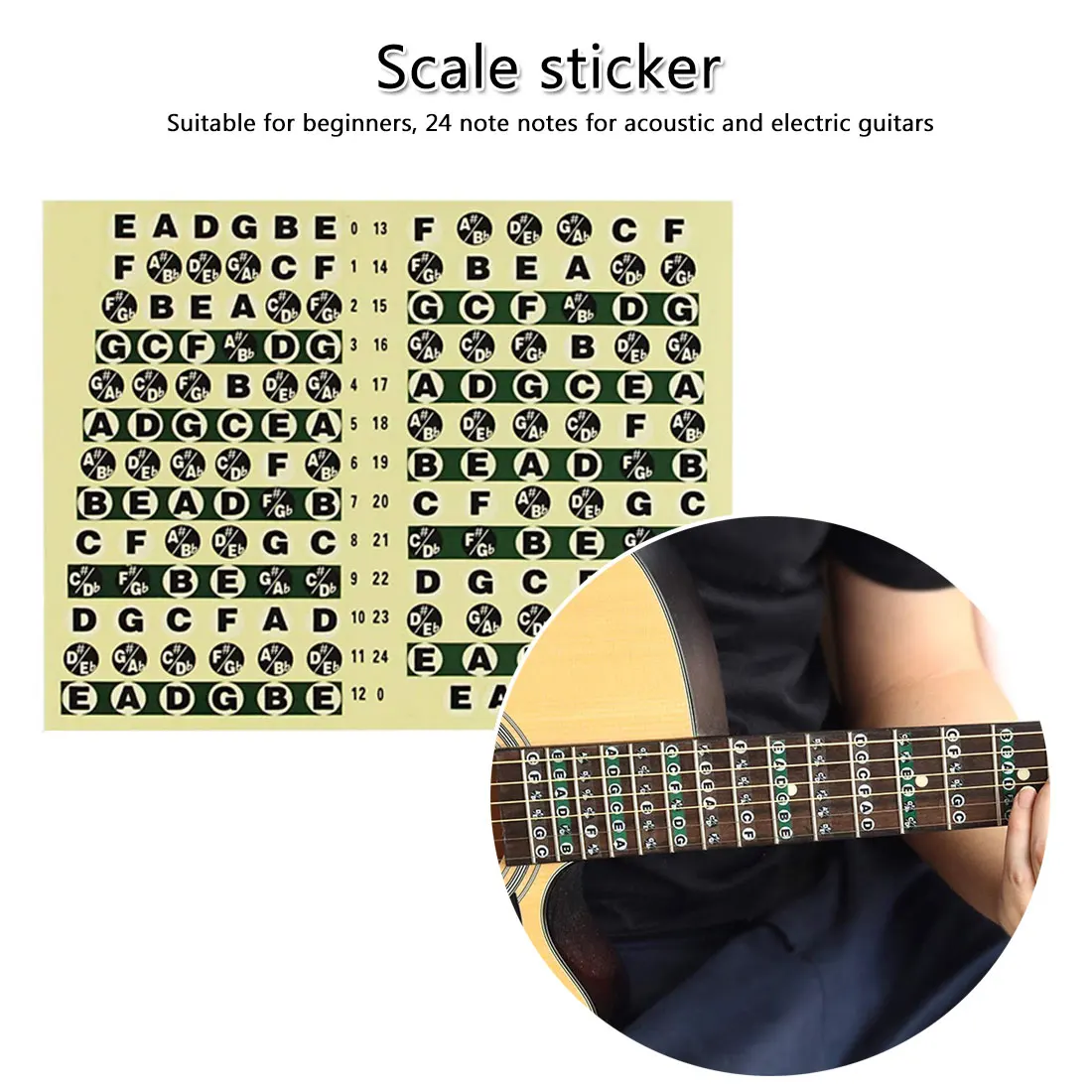 3 шт. гитары гриф Примечание карта Стикеры этикетки наклейки узнать начинающих